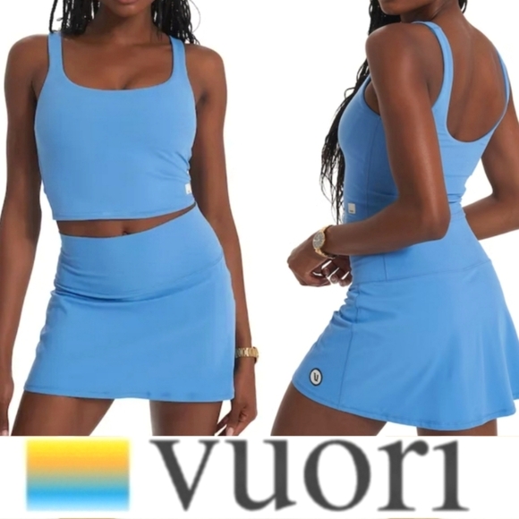 Vuori Daily Crop Tank Top Baltic Blue NWT Athletic Yoga Tennis Price Is Firm - Picture 2 of 12